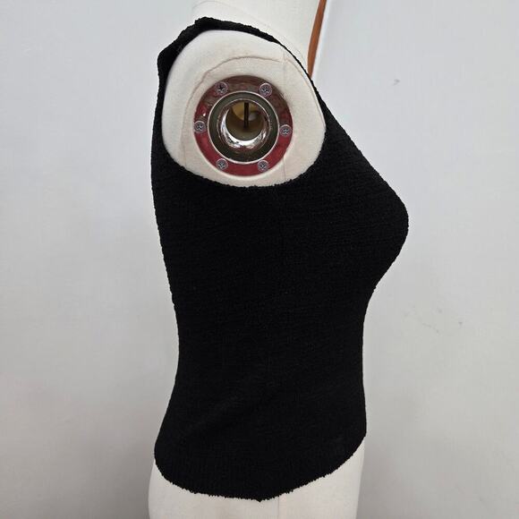 Bette Paige Vintage Black Knit Top Medium Y2K 90s Mesh Cutout Whimsigoth Witchy - Picture 4 of 8